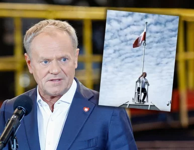 Miniatura: Tusk został sfilmowany na dachu KPRM....