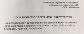 Screen zamieszczony na profilu partnera Roberta Biedronia 