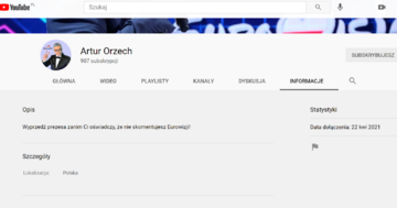 Kanał Artura Orzecha na&nbsp;YouTube'ie