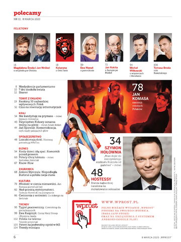 Tygodnik WPROST 10/2020 -&nbsp;Spis treści