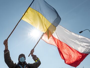 Flaga narodowa Ukrainy i Polski
