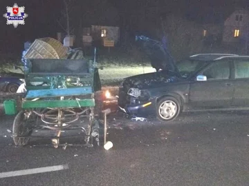 Kierowca volvo uderzył w bryczkę konną 
