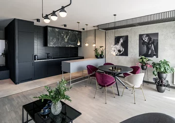 Meble marki IKER w projektach wrocławskiej pracowni architektonicznej Formea Studio. Krzesła Cheri z kolekcji Velours Gold 