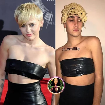 Po prawej Emanuele Ferrari parodiujący kreacje celebrytów 