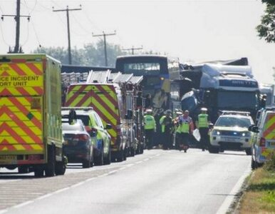 Miniatura: Zderzenie autobusu z ciężarówką na A47. 16...