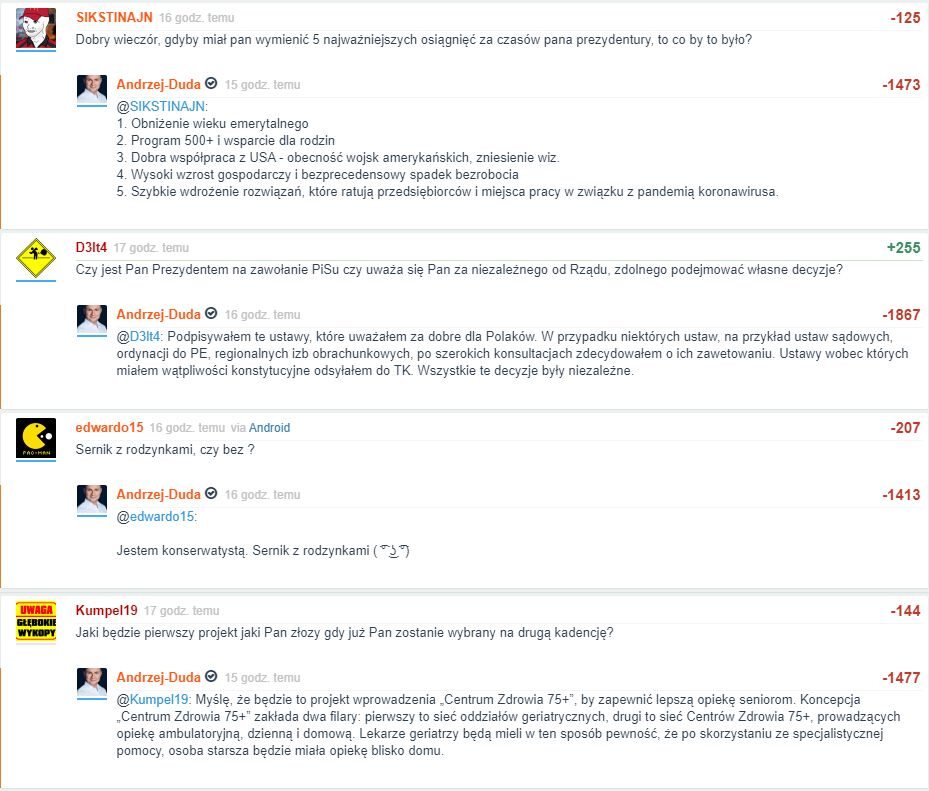 Niektóre z pytań, na które odpowiedział Andrzej Duda 