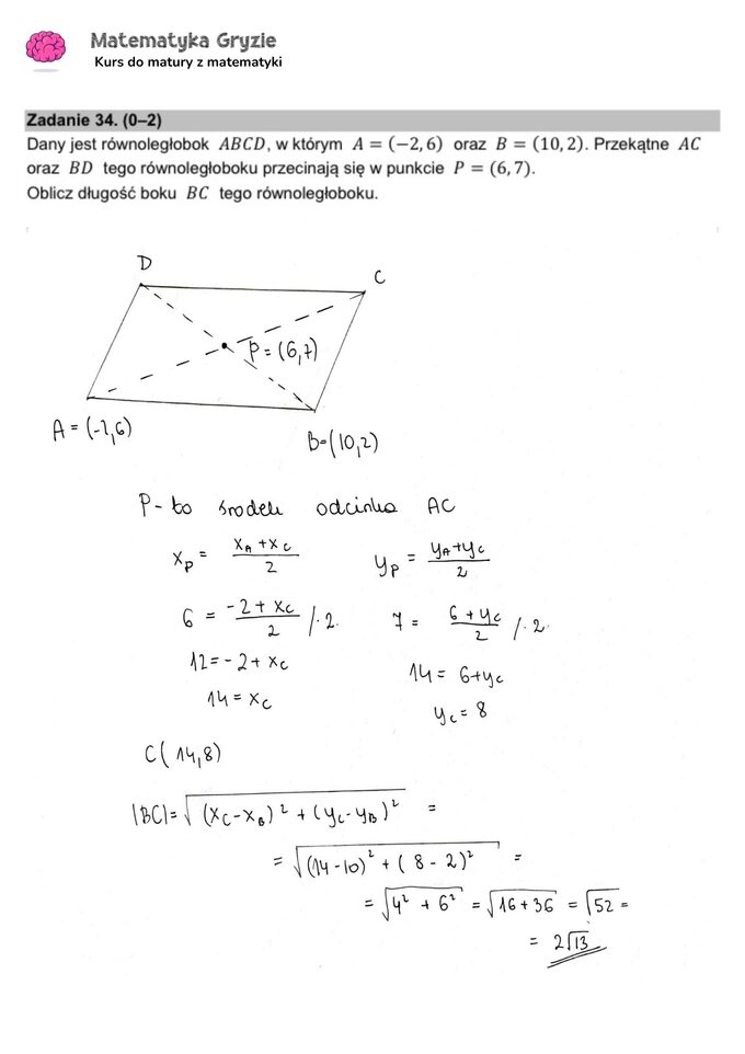 Zadanie 34 – Matura 2024. Matematyka — poziom podstawowy, Formuła 2015 — arkusze z odpowiedziami