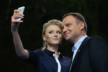 Andrzej Duda z córką Kingdą na tweetupie w 2015 roku 