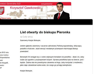 Miniatura: Polityk SLD apeluje do bp. Pieronka:...