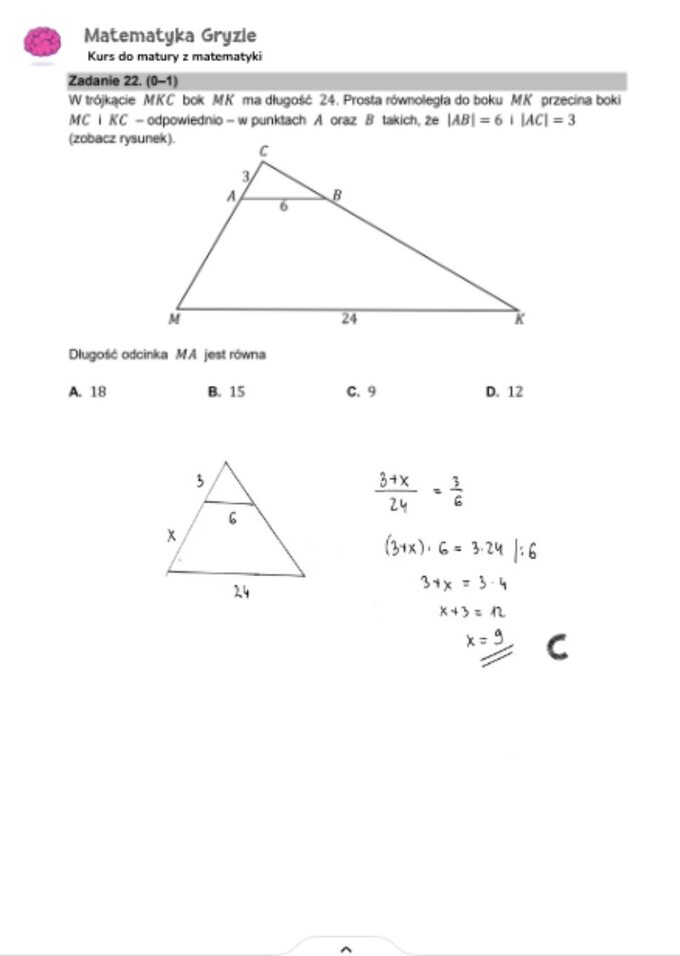 Zadanie 22 – Matura 2024. Matematyka — poziom podstawowy, Formuła 2015 — arkusze z odpowiedziami