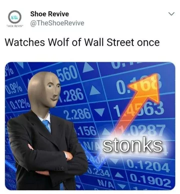 Przykład mema potocznie określanego jako „Stonks” 