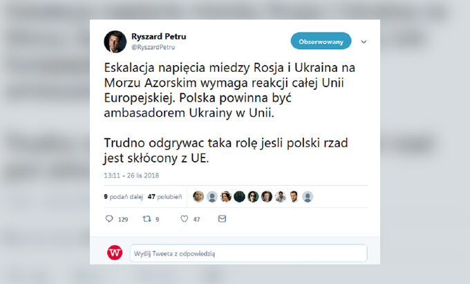 Wpis na Twitterze Ryszarda Petru