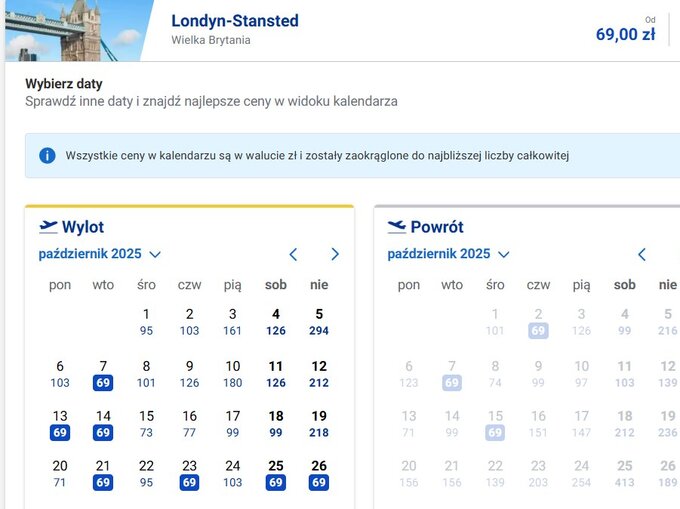 Bilety do Londynu