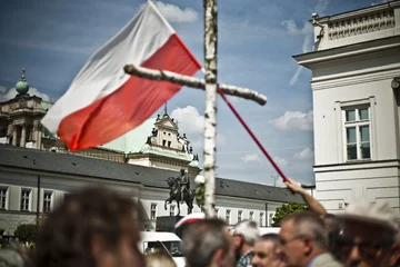 Krzyż z brzozy przed Pałacem Prezydenckim 