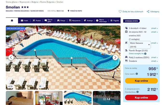 Oferta wakacji w hotelu Smolian. Wylot z Katowic