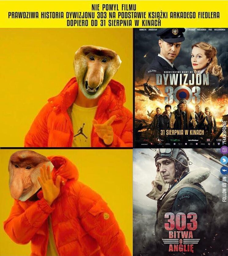 Mem zainspirowany plakatem do filmu "Dywizjon 303" 