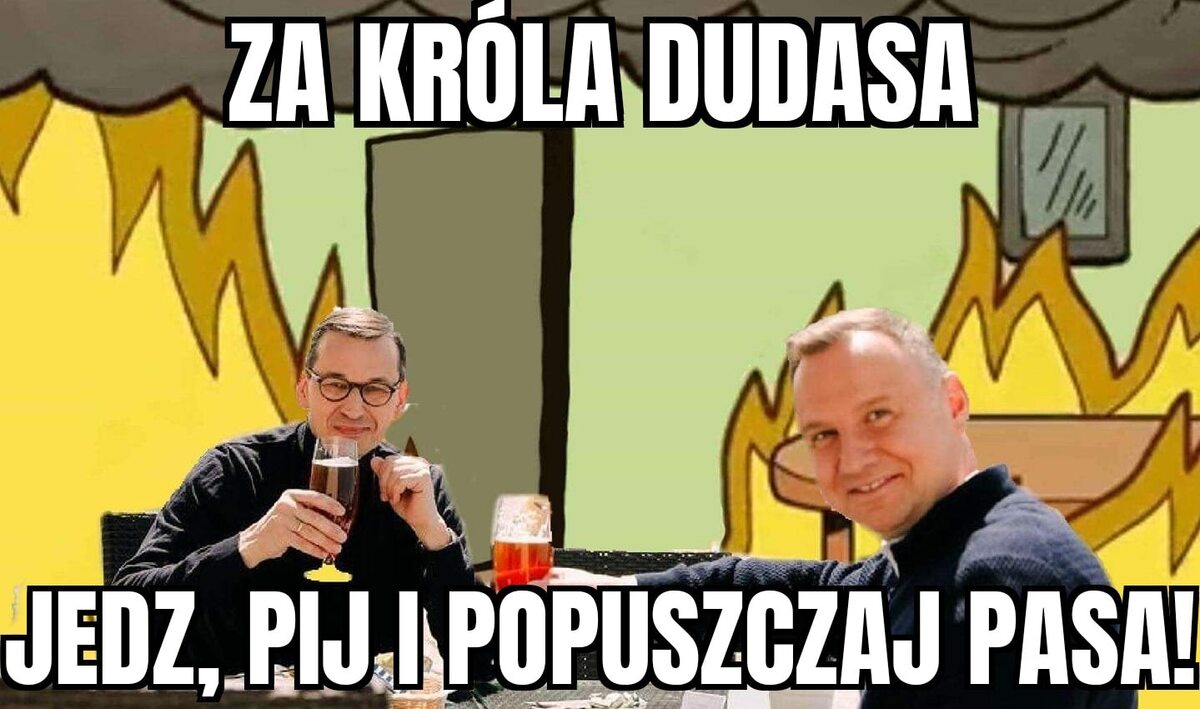 Mem z Andrzejem Dudą i Mateuszem Morawieckim 