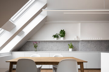 Panele ścienne z&nbsp;gresu porcelanowego, projekt wnętrza Komon architekti