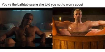 Pamiętna scena kąpieli w balii jako mem 