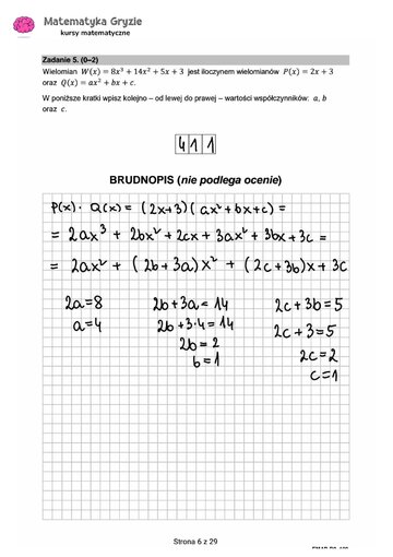 Zadanie 5&nbsp;&ndash; Matura 2024. Matematyka &mdash; poziom rozszerzony, Formuła 2015 &mdash; arkusze z&nbsp;odpowiedziami