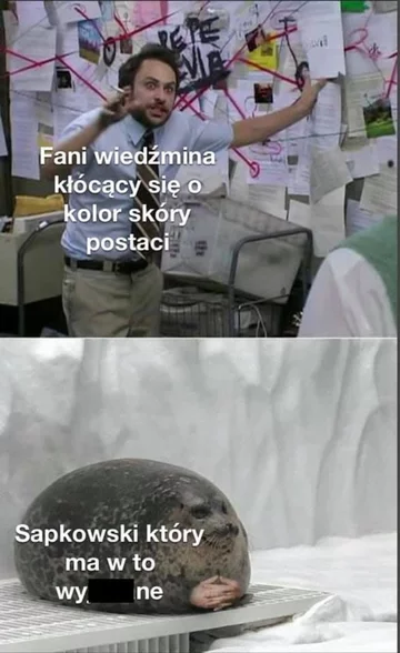 Mem komentujący spór o kolor skóry elfki 