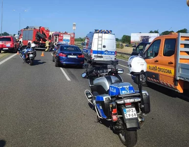 Miniatura: Karambol na A2 z udziałem ciężarówek. Dwie...