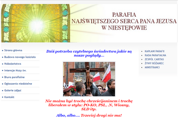 Tak wygląda strona gł&oacute;wna parafii w&nbsp;Niestępowie