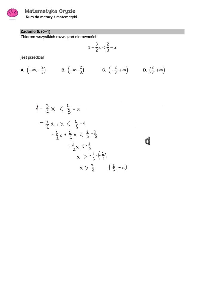 Zadanie 5 – Matura 2024. Matematyka — poziom podstawowy, Formuła 2015 — arkusze z odpowiedziami