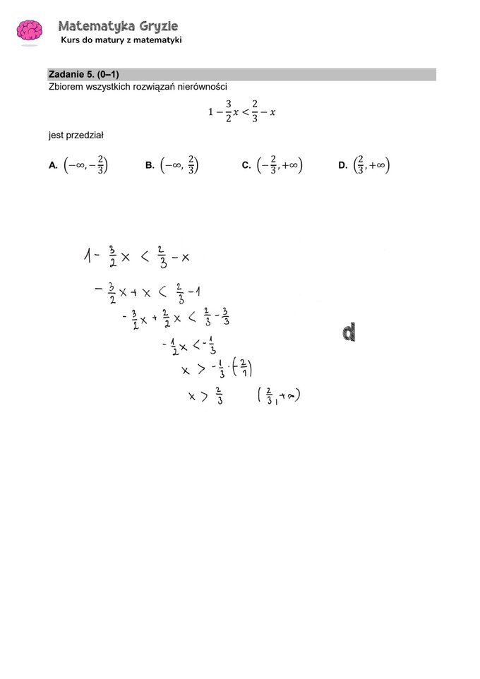 Zadanie 5 – Matura 2024. Matematyka — poziom podstawowy, Formuła 2015 — arkusze z odpowiedziami