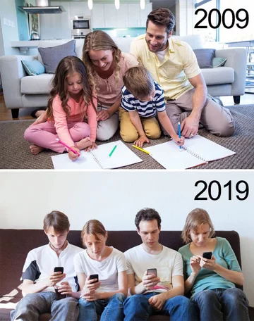 Mem zainspirowany zabawą 10 year challenge 