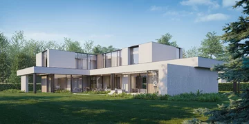 Nowoczesna bryła domu jednorodzinnego, projekt Tissu Architecture 