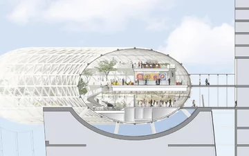 Rysunek wnętrza projektowanego korytarza 