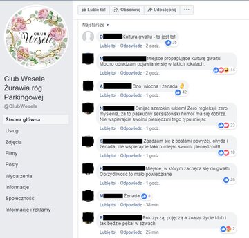 Screen z&nbsp;profilu Club Wesele Żurawia r&oacute;g Parkingowej