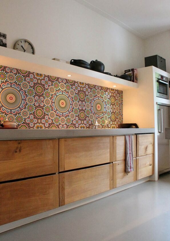 Tapeta do kuchni inspirowana marokańskimi wzorami Tapeta, do kuchni, nad blatem, tapety