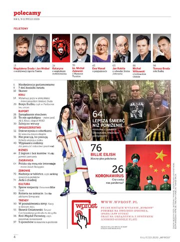 Tygodnik WPROST 6/2020 -&nbsp;spis treści
