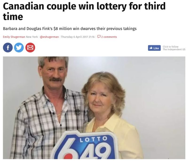 Z kolei ta para wygrała na loterii trzy razy... 