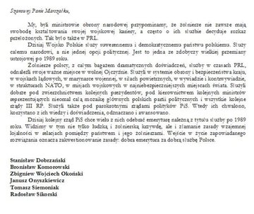 List ministr&oacute;w