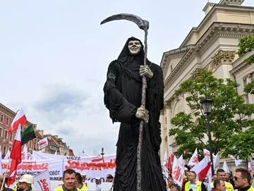 Antyunijny happening na proteście rolników 