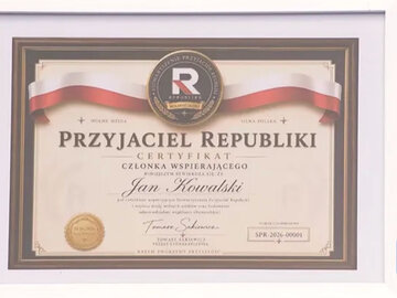 Certyfikat członkowski TV Republika