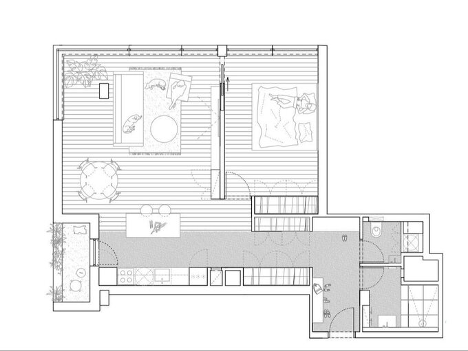 Plan mieszkania o powierzchni 73 metrów kwadratowych