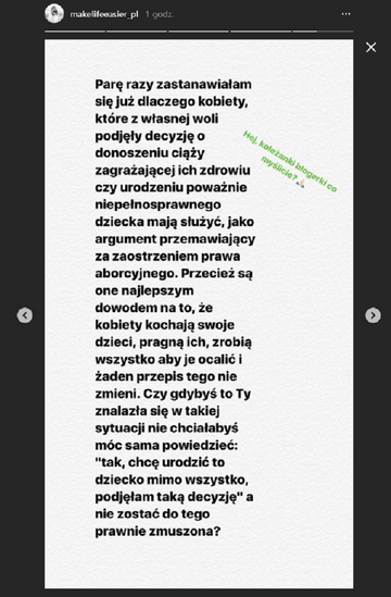Screen z&nbsp;wpisu Kasi Tusk na&nbsp;Instastory