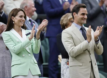 Kate Middleton i Roger Federer w loży honorowej Wimbledonu 