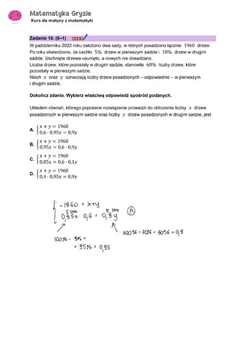 Matura 2024. Matematyka &mdash; poziom podstawowy, Formuła 2023 &mdash; arkusze z&nbsp;odpowiedziami &ndash; zadanie 10
