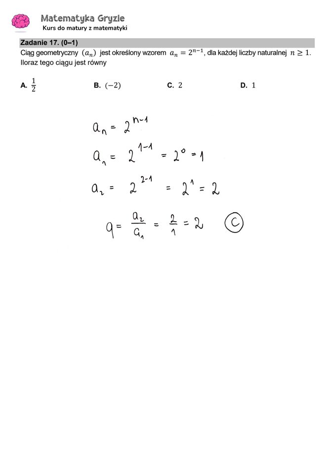Zadanie 17 – Matura 2024. Matematyka — poziom podstawowy, Formuła 2015 — arkusze z odpowiedziami