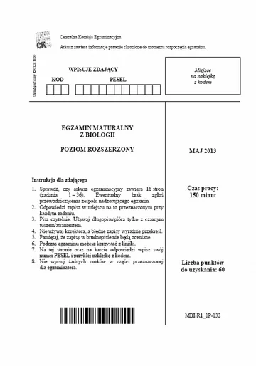 Matura 2013. Zobacz arkusze egzaminacyjne z biologii - poziom rozszerzony (fot.CKE)