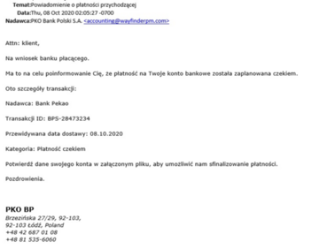 Fałszywy e-mail od&nbsp;banku