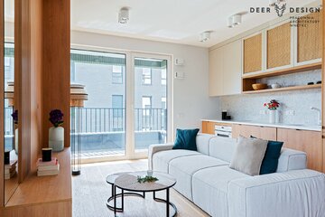 Jasne mieszkanie na&nbsp;Mokotowie, proj. Paula Amonowicz, Pracownia Architektury Wnętrz Deer Design