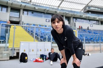 Anna Kiełbasińska w&nbsp;czasie treningu polskich lekkoatlet&oacute;w na&nbsp;Stadionie Śląskim