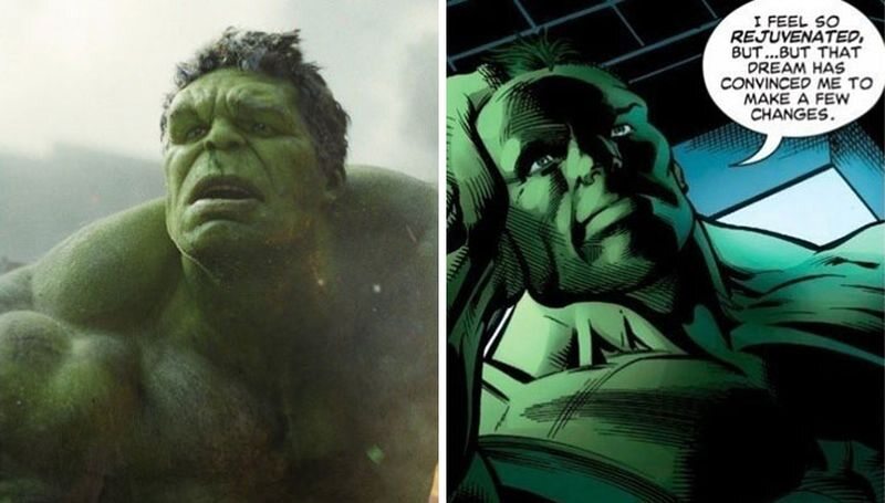 Hulk (po lewej w filmie, po prawej zgodnie z komiksem) 