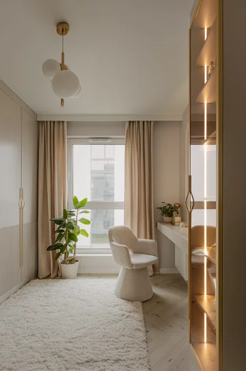 Soft minimalizm w 59-metrowym mieszkaniu w Gdyni – kaszmirowa paleta, angielska jodełka i konsekwentnie zaprojektowane detale autorstwa Agaty Piltz 